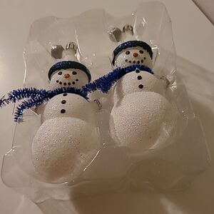 Set of Two Glittery Snowmen